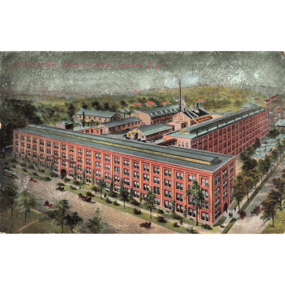 Vintage 1910 H. H. Franklin Automobile Works Syracuse NY Postcard Factory View - Picture 1 of 2